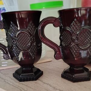 Avon Cape Code Red Glass Coffee Mugs